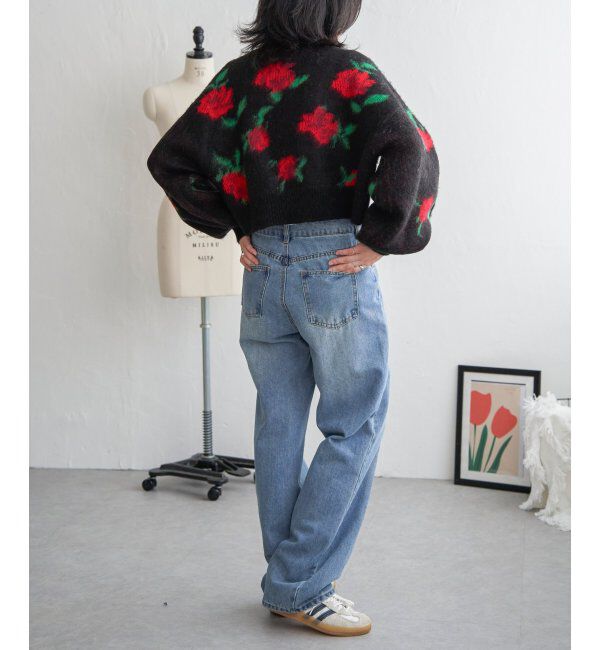 VENCE share style「レトロ花柄ジャガードカーディガン」|カーディガン|