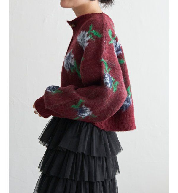 VENCE share style「レトロ花柄ジャガードカーディガン」|カーディガン|