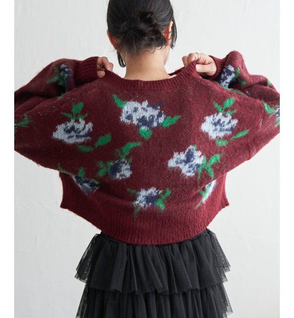 VENCE share style「レトロ花柄ジャガードカーディガン」|カーディガン|