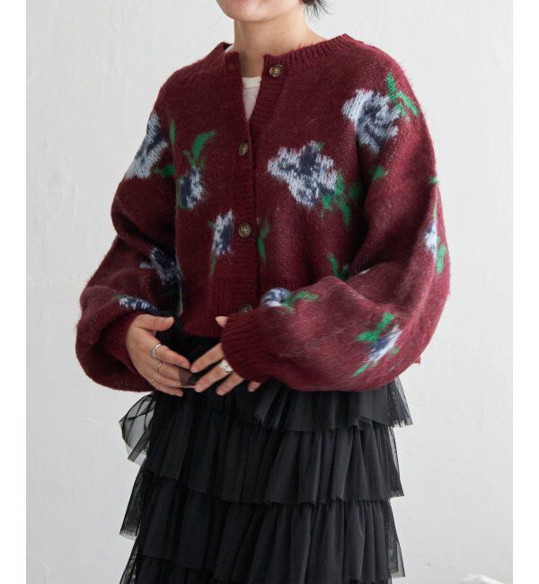 VENCE share style「レトロ花柄ジャガードカーディガン」|カーディガン|
