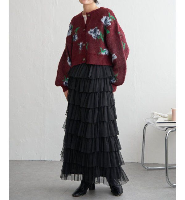 VENCE share style「レトロ花柄ジャガードカーディガン」|カーディガン|
