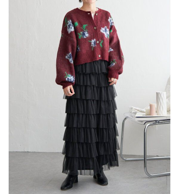VENCE share style「レトロ花柄ジャガードカーディガン」|カーディガン|