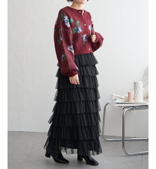 VENCE share style「レトロ花柄ジャガードカーディガン」|カーディガン|