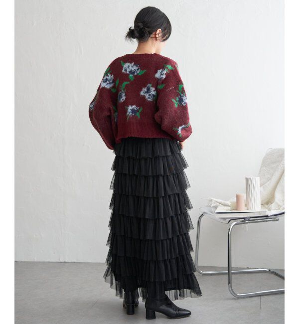 VENCE share style「レトロ花柄ジャガードカーディガン」|カーディガン|