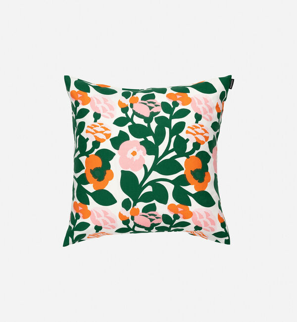 Marimekko「Pieni Green Green クッションカバー 50&times;50cm」|クッション・クッションカバー|グリーン&times;オレンジ