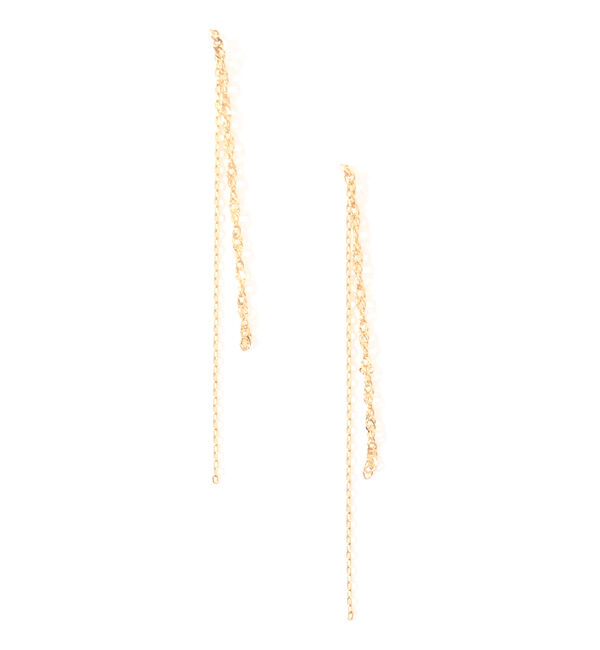  「K10 ダブルチェーンピアス」|ピアス|ゴールド系