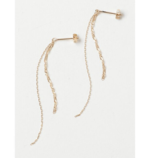  「K10 ダブルチェーンピアス」|ピアス|ゴールド系