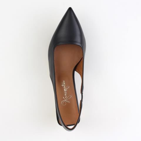 銀座かねまつ「NB250203SHPBLK 【本革】メタリックヒールスリングバックパンプス」|パンプス|