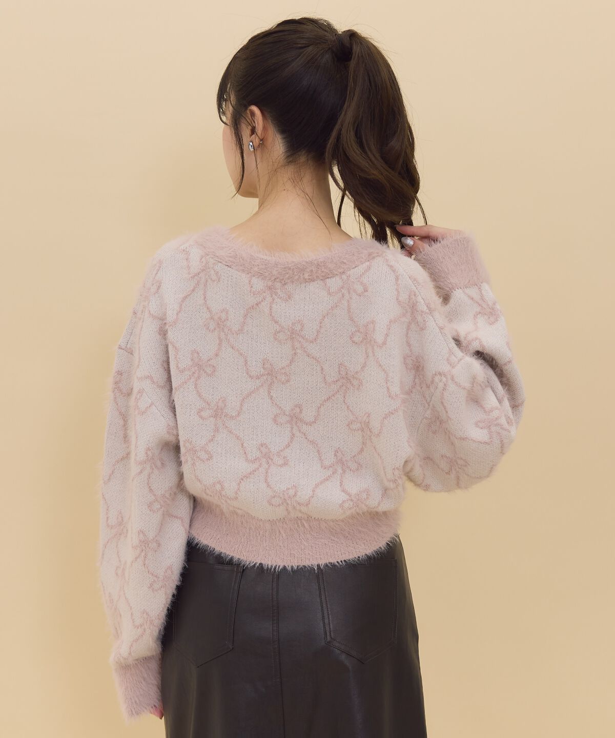 REDYAZEL「リボンジャガードカーディガン」|カーディガン|