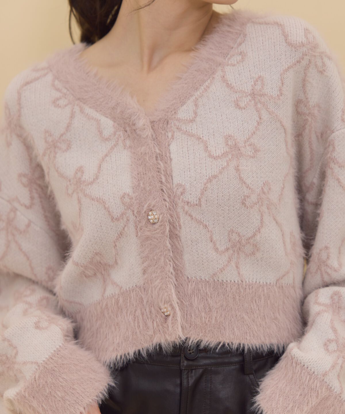 REDYAZEL「リボンジャガードカーディガン」|カーディガン|