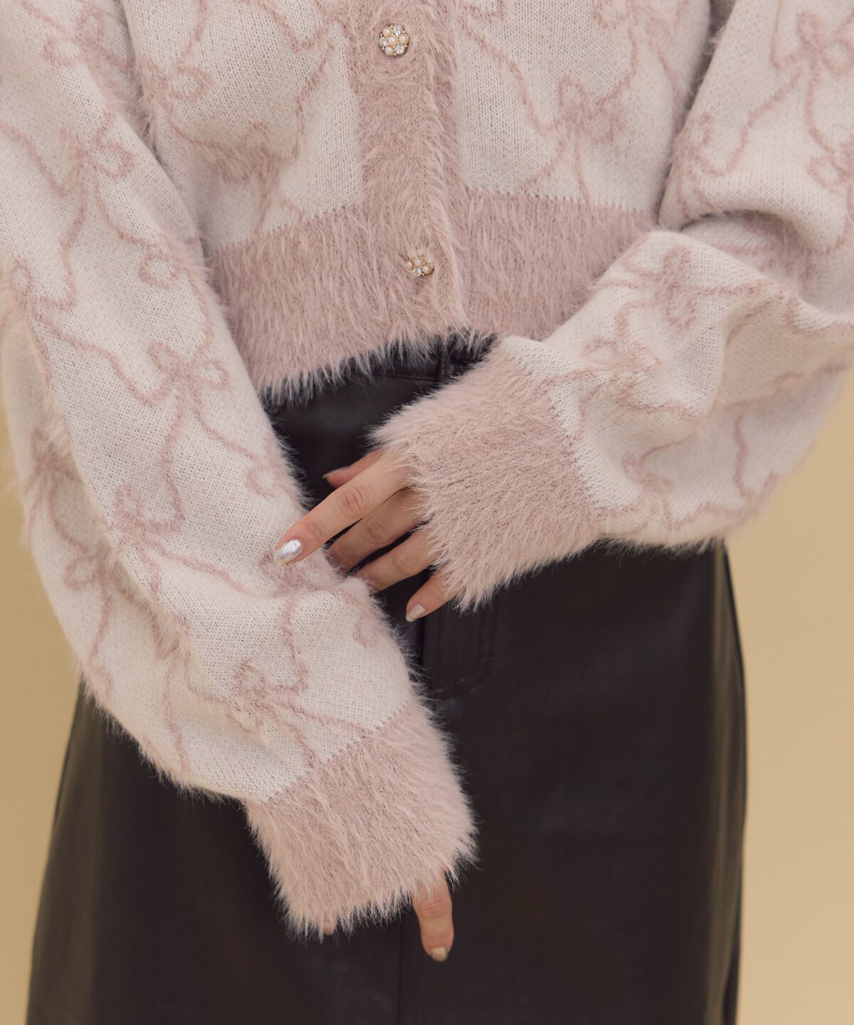 REDYAZEL「リボンジャガードカーディガン」|カーディガン|