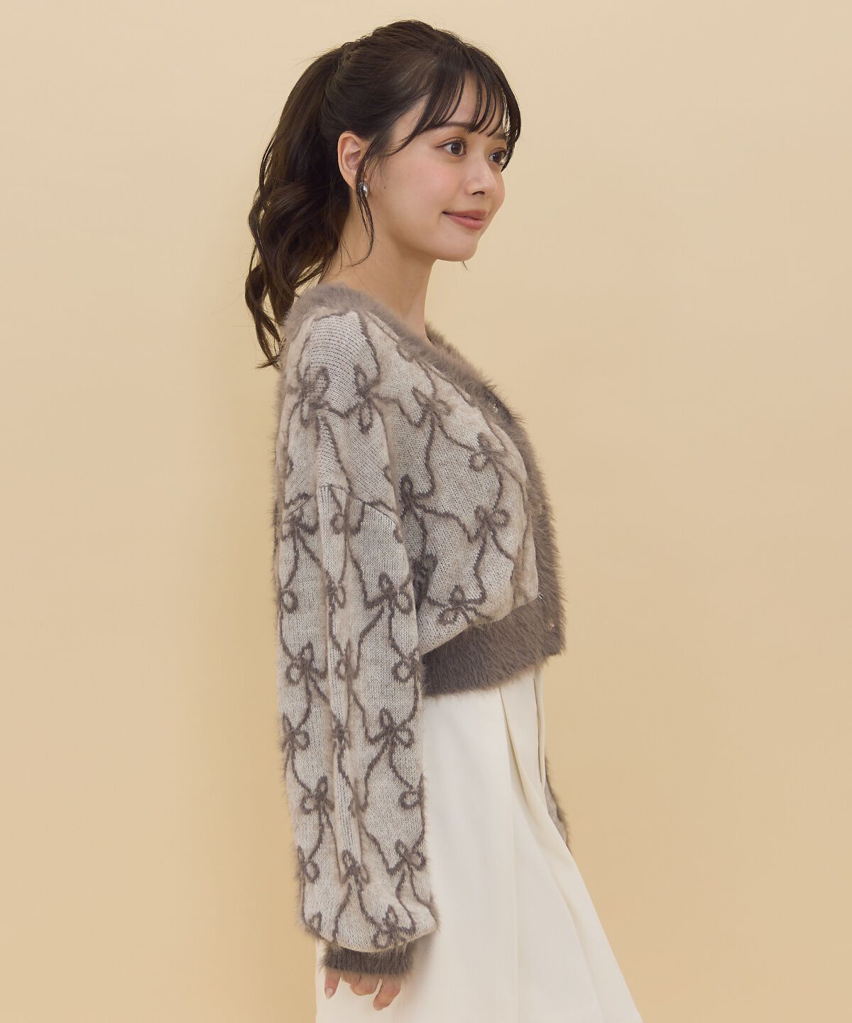 REDYAZEL「リボンジャガードカーディガン」|カーディガン|