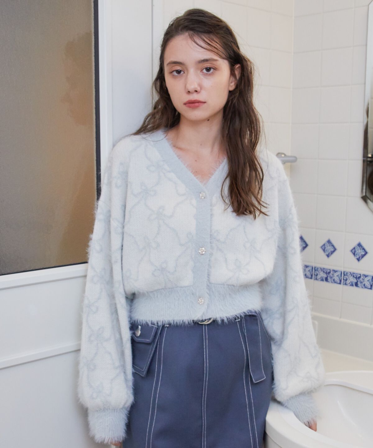 REDYAZEL「リボンジャガードカーディガン」|カーディガン|