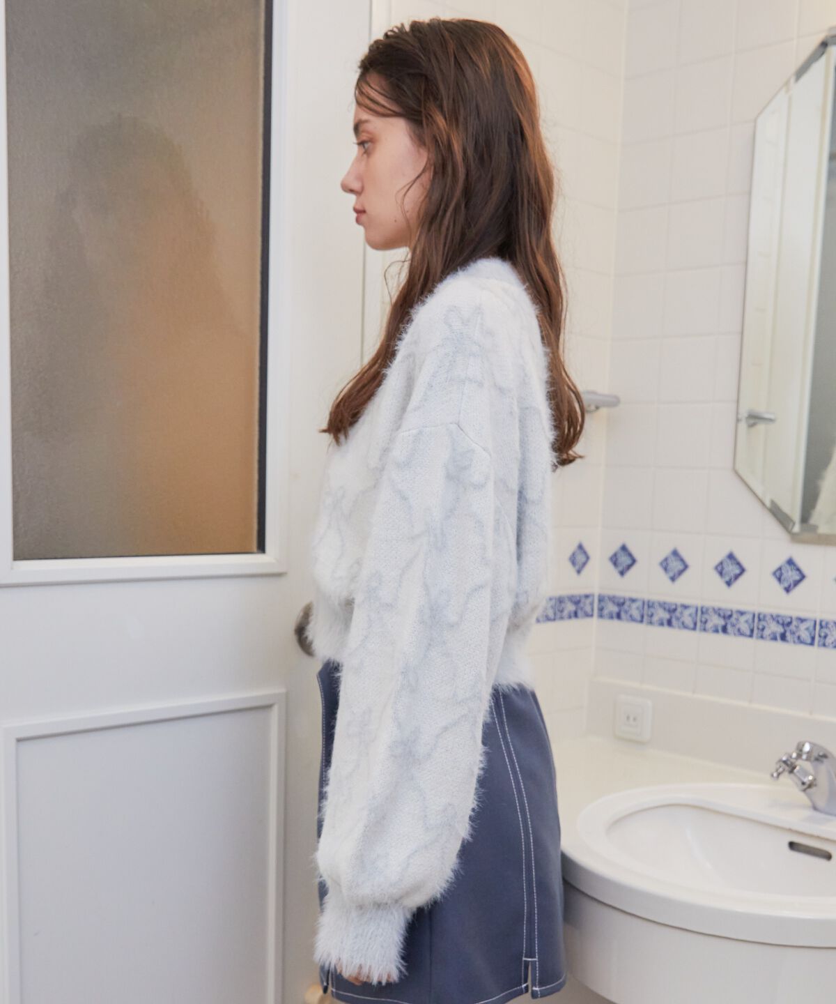 REDYAZEL「リボンジャガードカーディガン」|カーディガン|