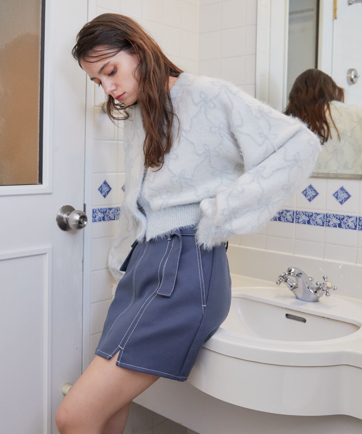 REDYAZEL「リボンジャガードカーディガン」|カーディガン|