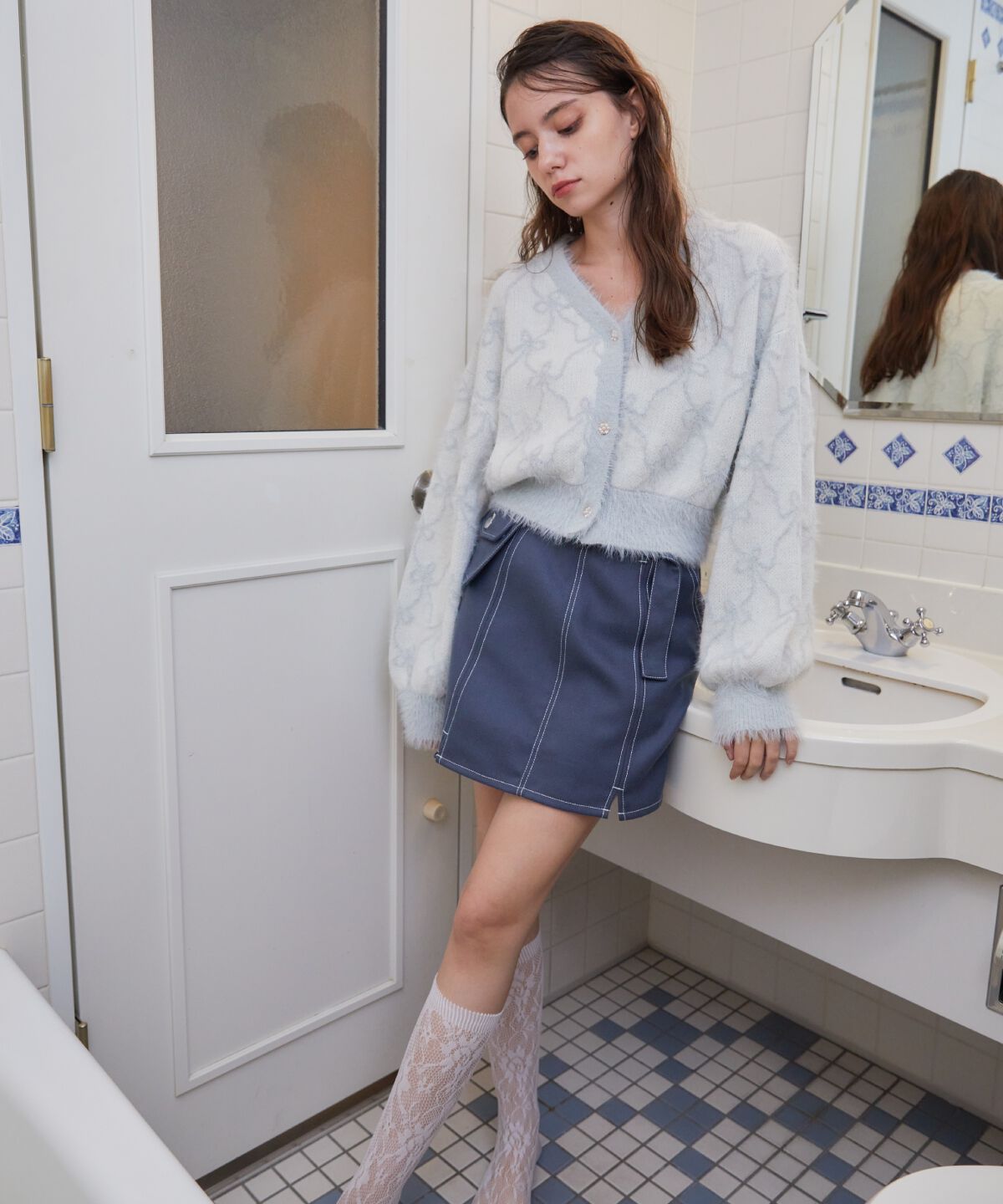 REDYAZEL「リボンジャガードカーディガン」|カーディガン|