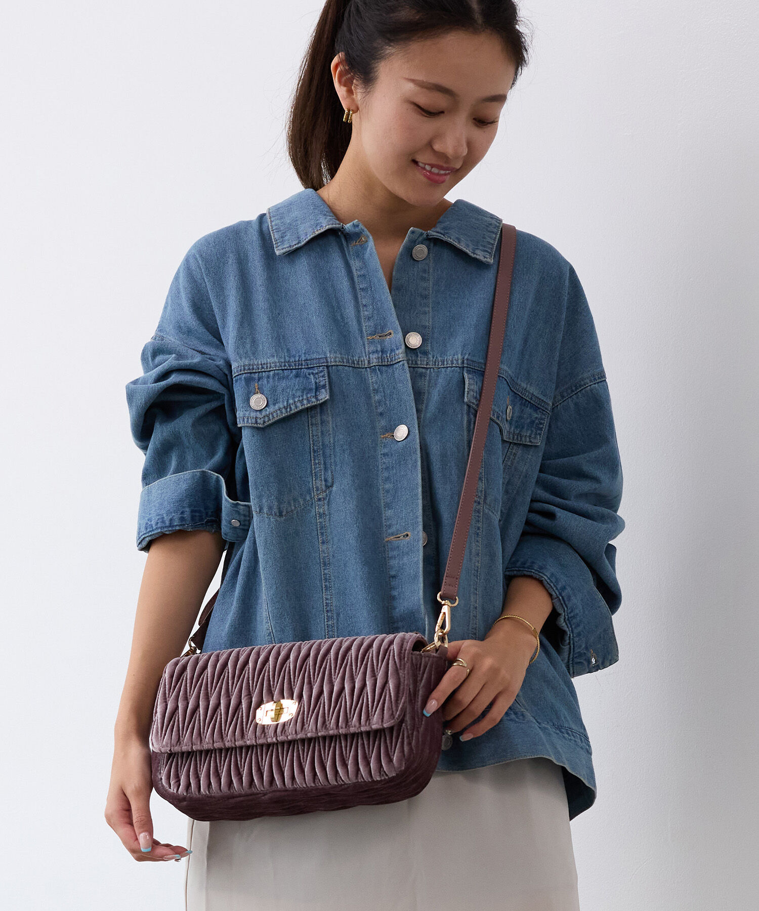 TOPKAPI TREASURE「【TREASURE TOPKAPI】ベルベット キルティング ビジュー ショルダー バッグ」|ショルダー・メッセンジャー|