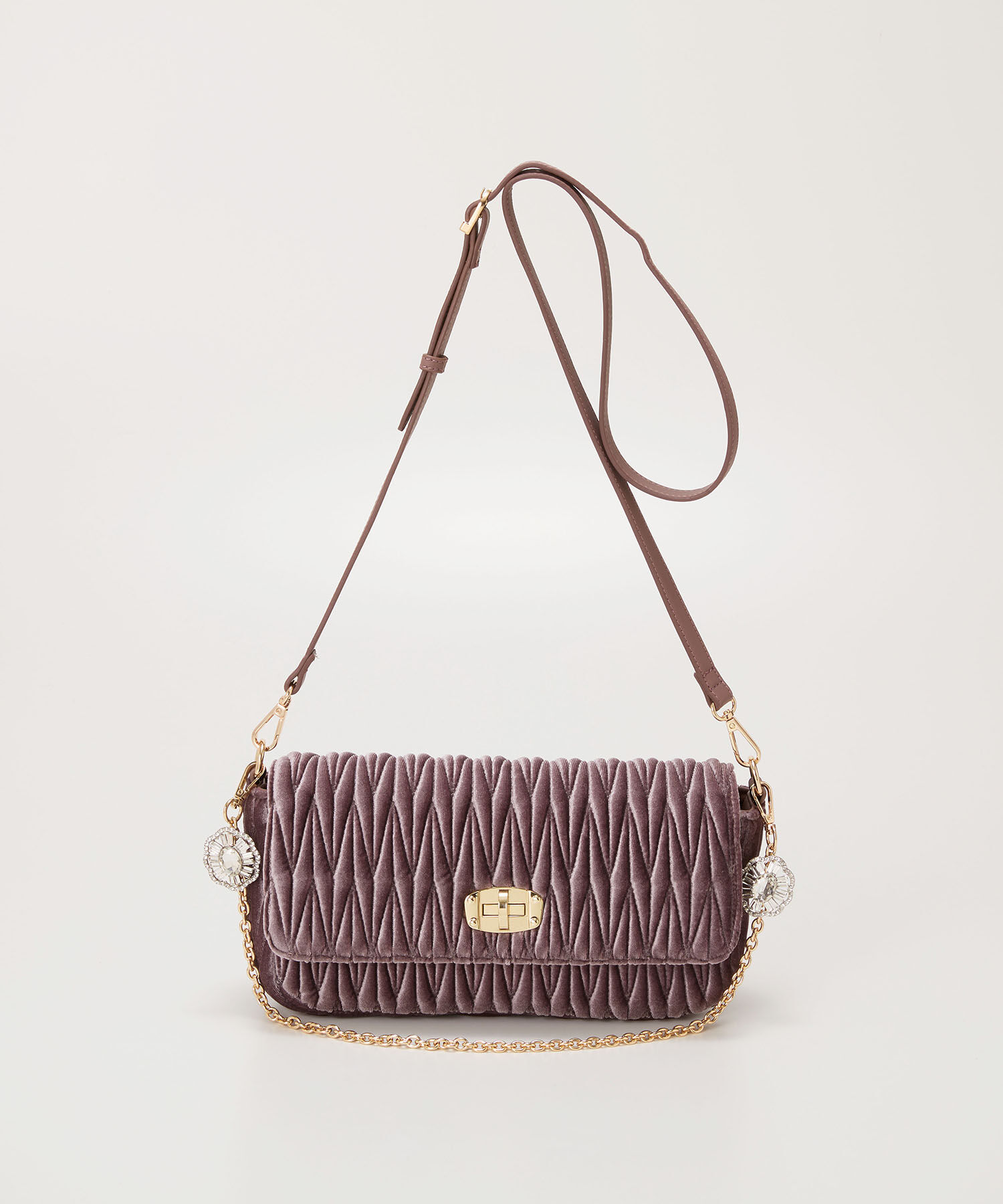 TOPKAPI TREASURE「【TREASURE TOPKAPI】ベルベット キルティング ビジュー ショルダー バッグ」|ショルダー・メッセンジャー|