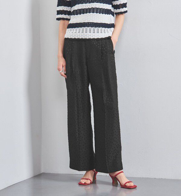 UNITED ARROWS「ドット サテン 2タック ワイドパンツ」|その他|BLACK