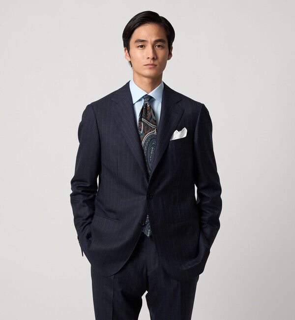 UNITED ARROWS「シャークスキン ストライプ シングル3B  スーツ S‐MODEL ヨコストレッチ・撥水・防しわ」|スーツ|