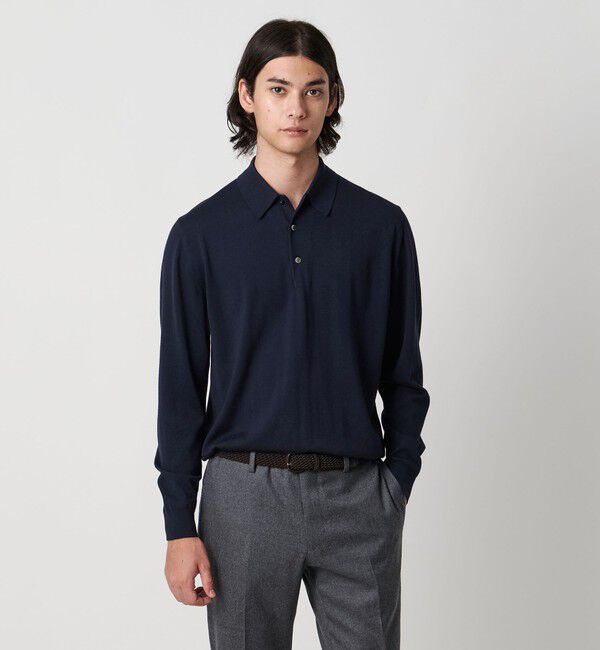 UNITED ARROWS「ウール ハイゲージ ニットポロシャツ」|ポロシャツ|NAVY