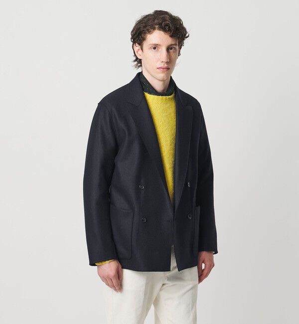 UNITED ARROWS「ARYES ジャージメルトン オーディナリー ダブル 4ボタンジャケット」|テーラードジャケット|NAVY