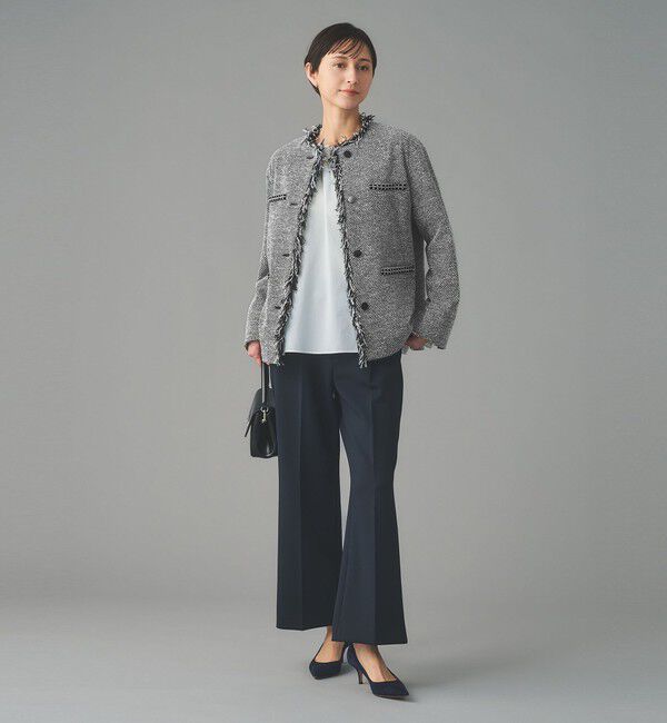 UNITED ARROWS「2トーン ツイードライク ノーカラー ジャケット」|ノーカラージャケット|