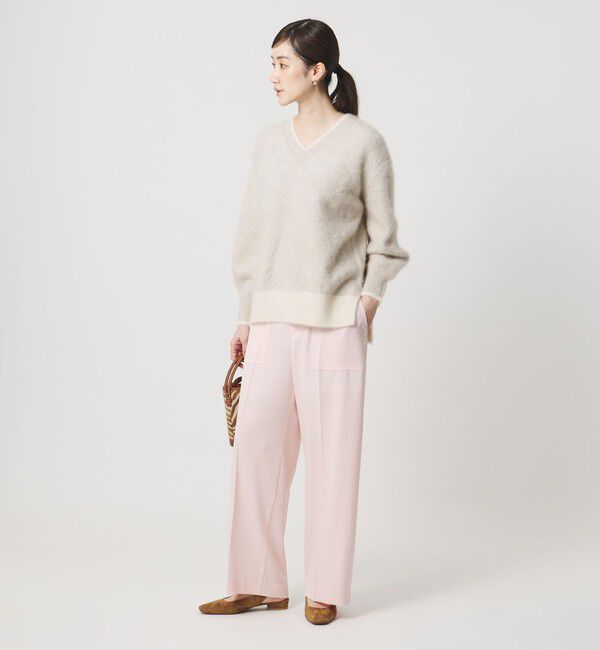 UNITED ARROWS「フォックスカシミヤ バイカラー Vネックニット」|ニット・セーター|