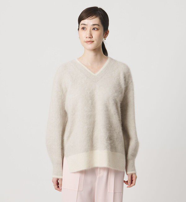 UNITED ARROWS「フォックスカシミヤ バイカラー Vネックニット」|ニット・セーター|