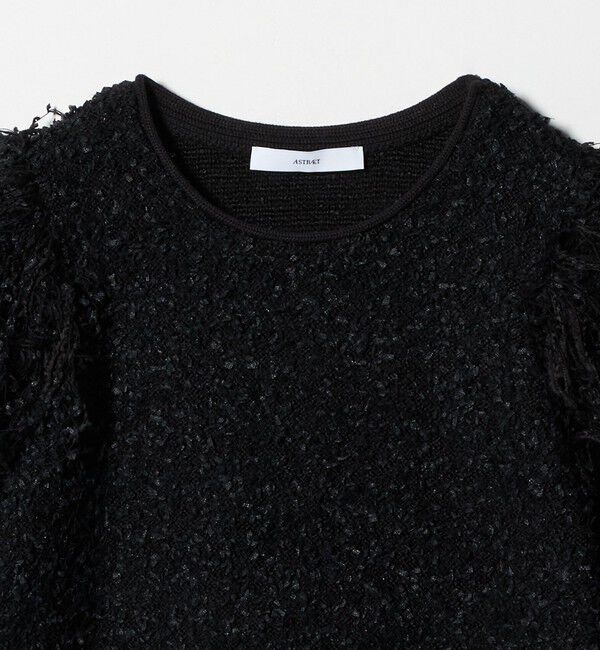ASTRAET「＜ASTRAET＞ フリンジスリーブ クルーネックニット」|ニット・セーター|