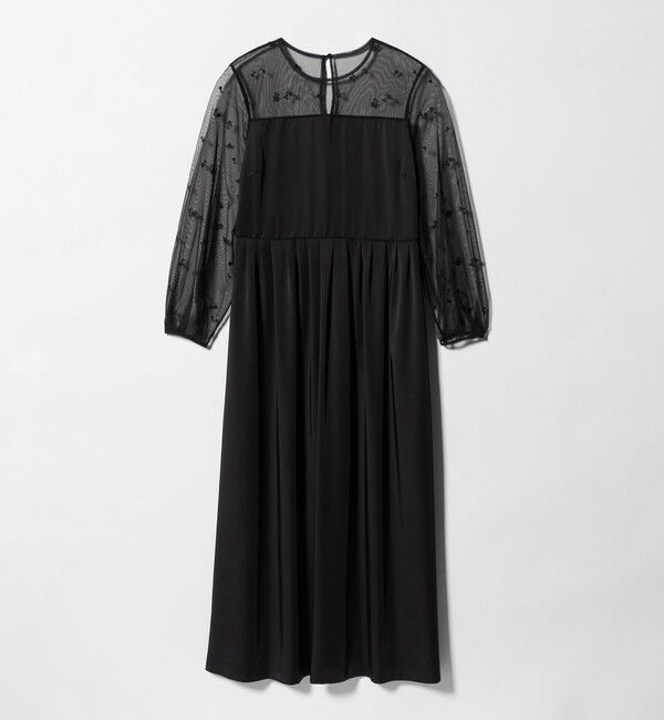 UNITED ARROWS「チュール エンブロイダリー コンビ ワンピース」|ワンピース|BLACK