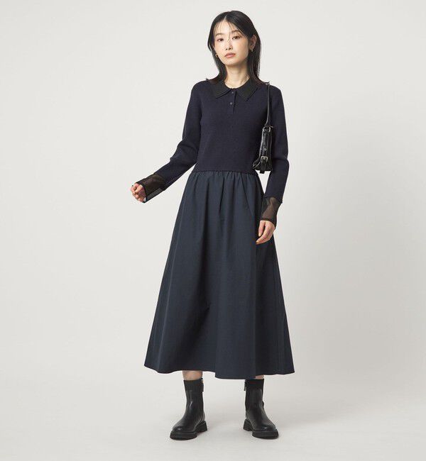 UNITED ARROWS green label relaxing「ポロニット ドッキング ワンピース」|ワンピース|NAVY