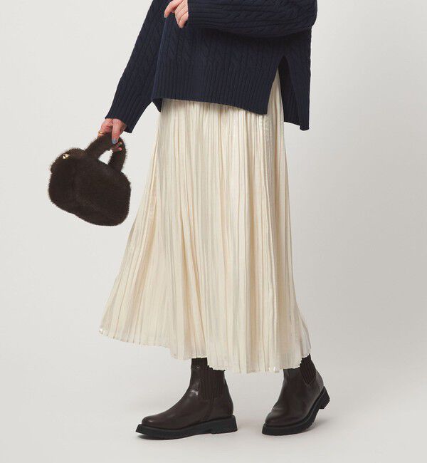 UNITED ARROWS green label relaxing「シャイニー プリーツ スカート」|スカート|OFF WHITE