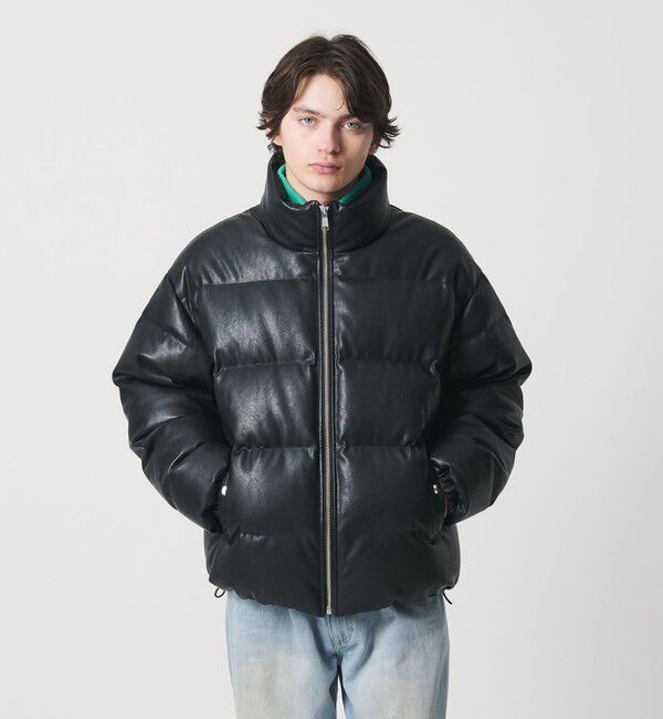 MONKEY TIME「レザーライク ダウン ジャケット」|その他|BLACK