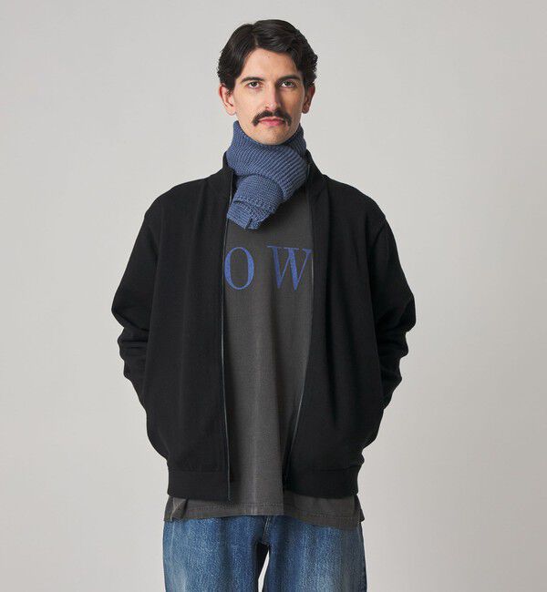 STEVEN ALAN「＜Steven Alan＞ ブラッシュド CTN/PE ドライバーズ ニット ブルゾン」|カーディガン|BLACK