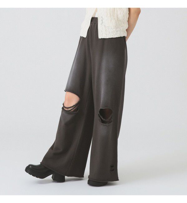 Ray BEAMS 「ダメージ スウェット パンツ」|その他|CHARCOAL