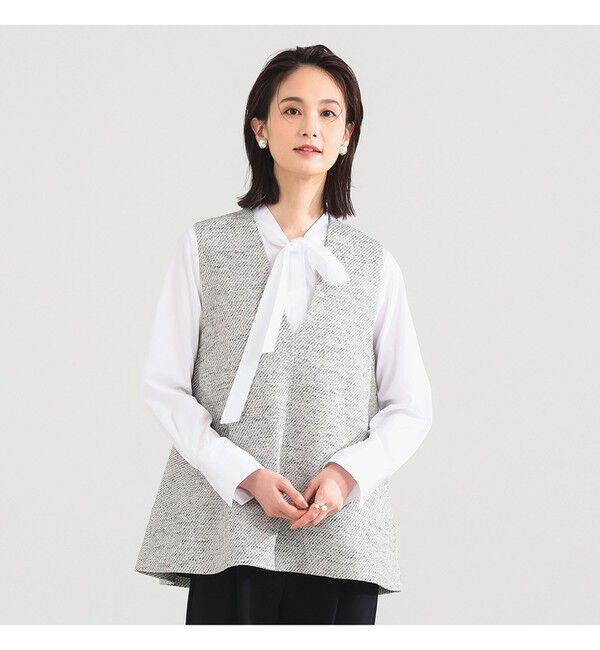 Demi-Luxe BEAMS 「ツイード フレア Vネック ジレ＊」|シャツ・ブラウス|