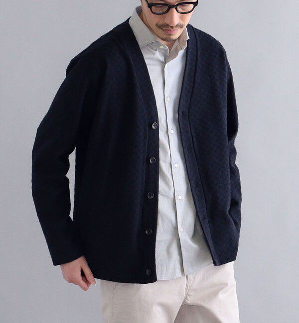 SHIPS「SHIPS: ラッチパイル Vネック カーディガン」|カーディガン|ネイビー