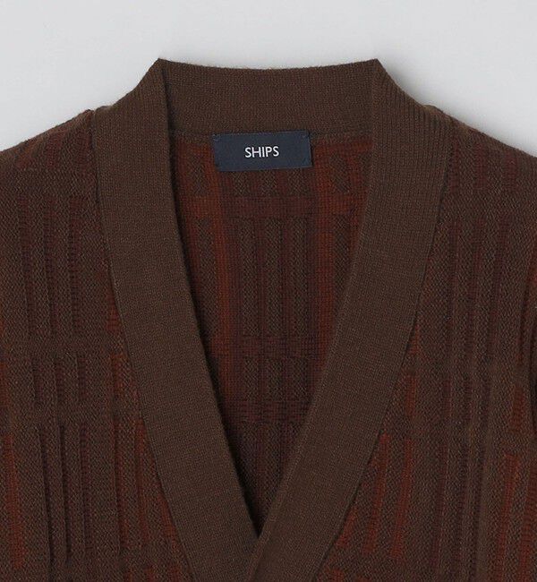 SHIPS「*SHIPS:〈手洗い可能〉ジャカード チェック ニット カーディガン」|カーディガン|