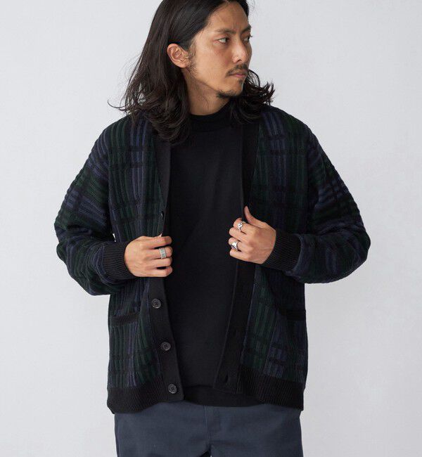 SHIPS「*SHIPS:〈手洗い可能〉ジャカード チェック ニット カーディガン」|カーディガン|
