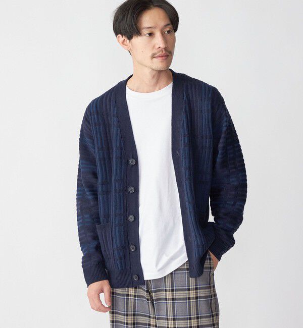SHIPS「*SHIPS:〈手洗い可能〉ジャカード チェック ニット カーディガン」|カーディガン|