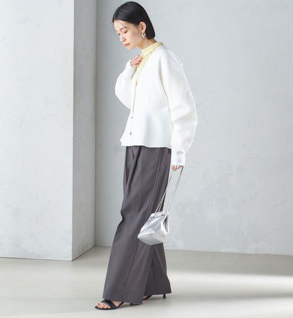 SHIPS for women「* 〈手洗い可能〉ラメ ペプラム バナナ スリーブ カーディガン 24SS ◇」|カーディガン|