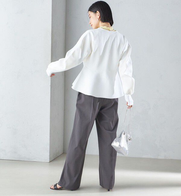 SHIPS for women「* 〈手洗い可能〉ラメ ペプラム バナナ スリーブ カーディガン 24SS ◇」|カーディガン|