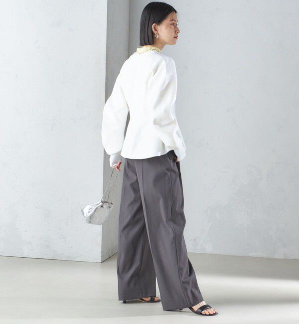 SHIPS for women「* 〈手洗い可能〉ラメ ペプラム バナナ スリーブ カーディガン 24SS ◇」|カーディガン|