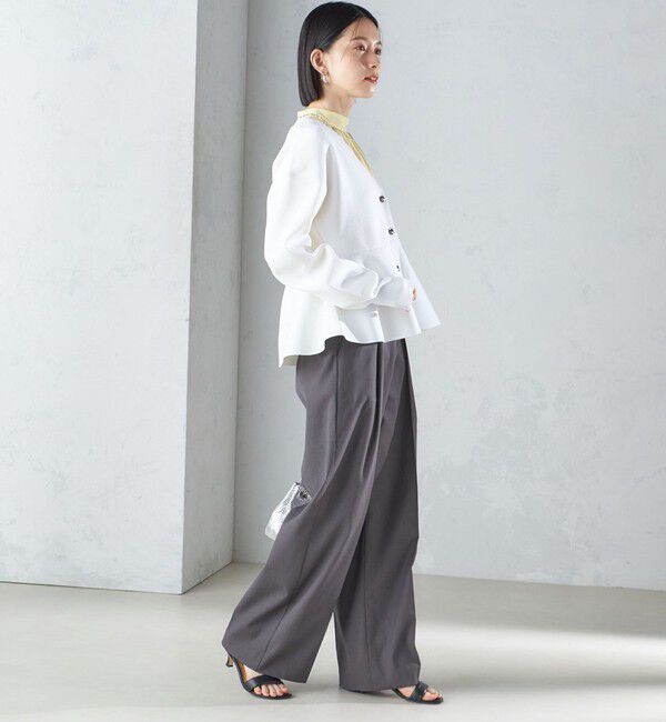 SHIPS for women「* 〈手洗い可能〉ラメ ペプラム バナナ スリーブ カーディガン 24SS ◇」|カーディガン|