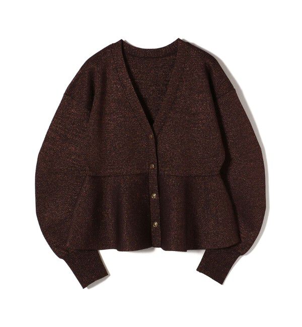 SHIPS for women「* 〈手洗い可能〉ラメ ペプラム バナナ スリーブ カーディガン 24SS ◇」|カーディガン|
