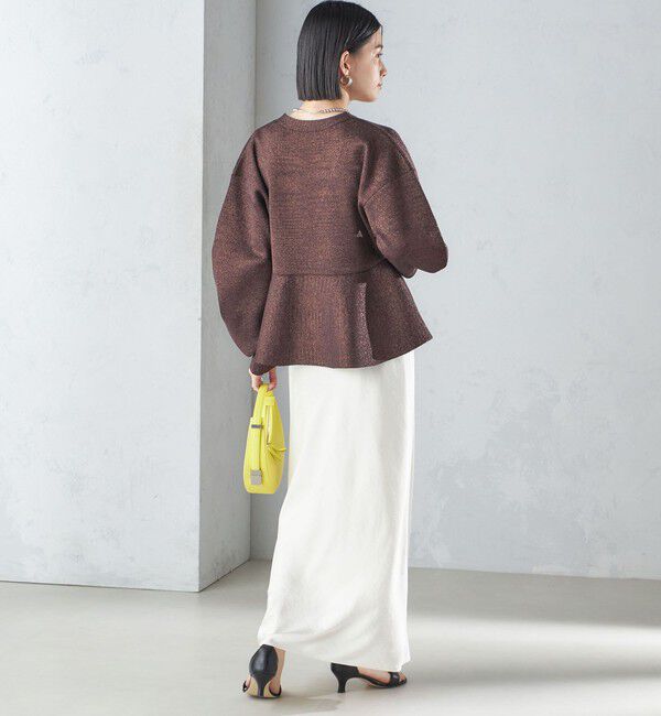 SHIPS for women「* 〈手洗い可能〉ラメ ペプラム バナナ スリーブ カーディガン 24SS ◇」|カーディガン|