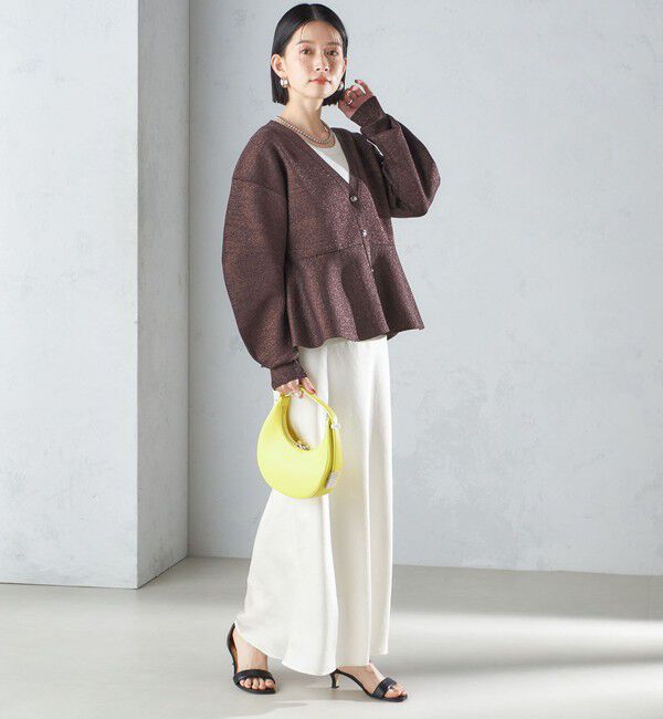 SHIPS for women「* 〈手洗い可能〉ラメ ペプラム バナナ スリーブ カーディガン 24SS ◇」|カーディガン|