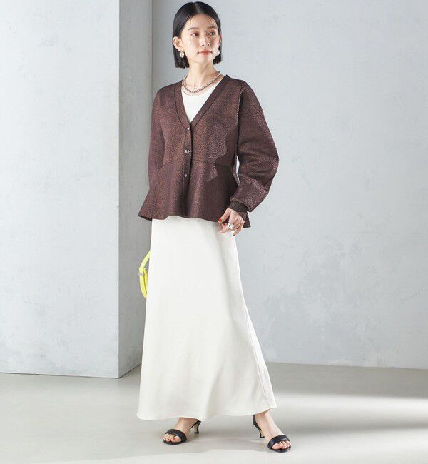 SHIPS for women「* 〈手洗い可能〉ラメ ペプラム バナナ スリーブ カーディガン 24SS ◇」|カーディガン|