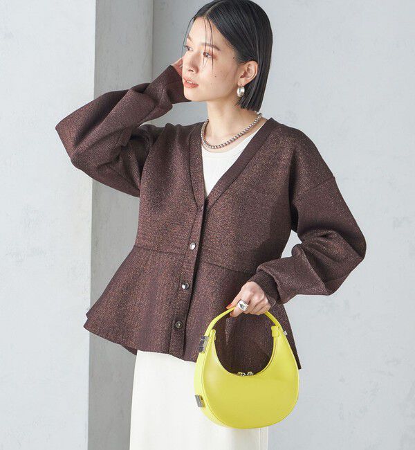 SHIPS for women「* 〈手洗い可能〉ラメ ペプラム バナナ スリーブ カーディガン 24SS ◇」|カーディガン|